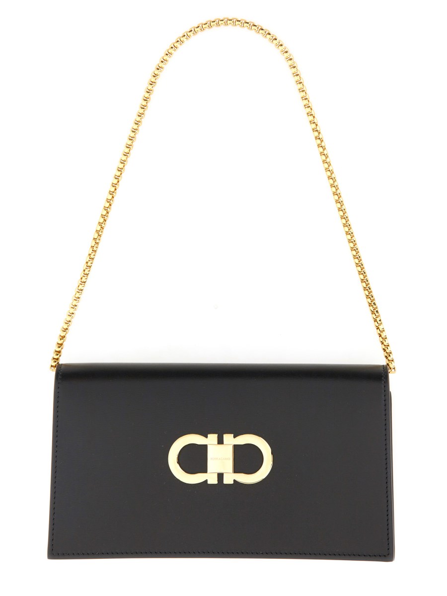 FERRAGAMO MINI BAG DOPPIO GANCINI IN PELLE Comprare a buon mercato