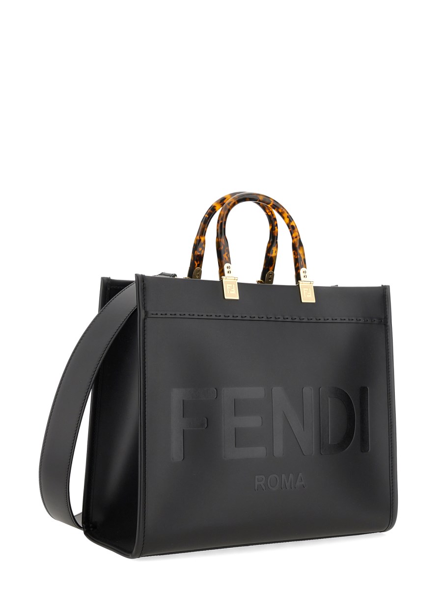 FENDI BORSA SHOPPER SUNSHINE MEDIUM IN PELLE CON STAMPA LOGO Black Friday