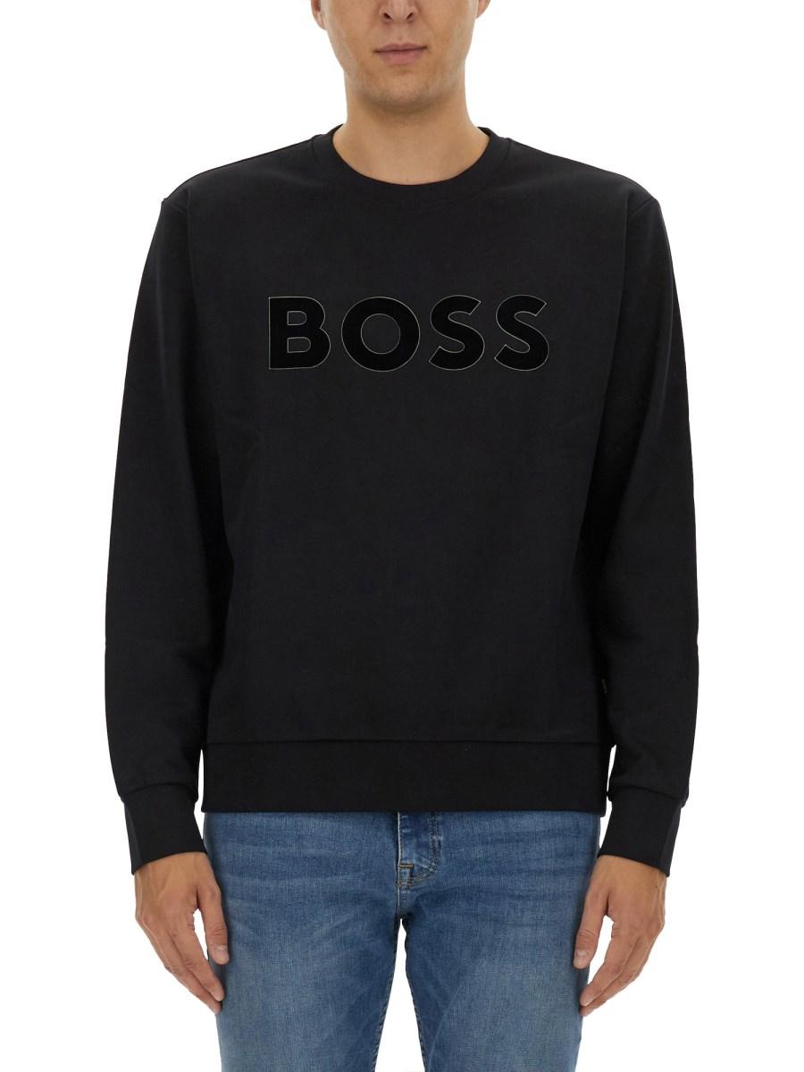 BOSS FELPA IN COTONE CON LOGO Offerta speciale della fabbrica