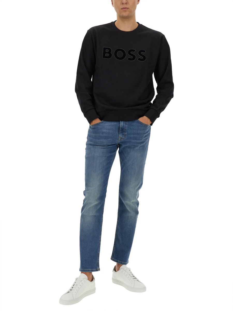 BOSS FELPA IN COTONE CON LOGO Offerta speciale della fabbrica
