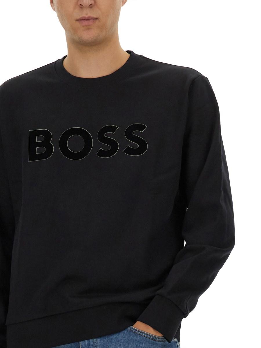 BOSS FELPA IN COTONE CON LOGO Offerta speciale della fabbrica