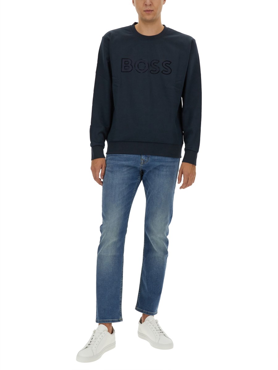 BOSS FELPA IN COTONE CON LOGO Fino al 55% di sconto