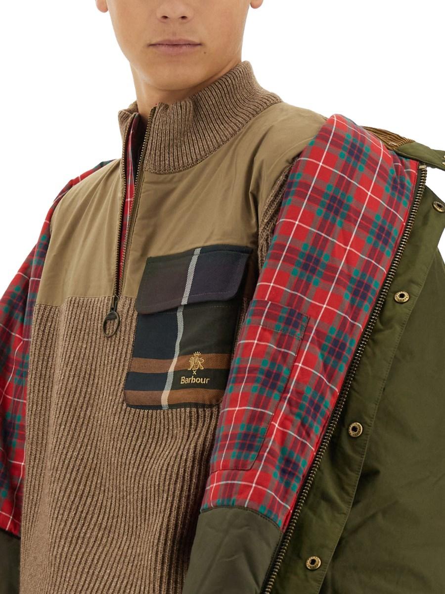 BARACUTA X BARBOUR MAGLIA "MILLER" CON MEZZA ZIP Black Friday Prezzi