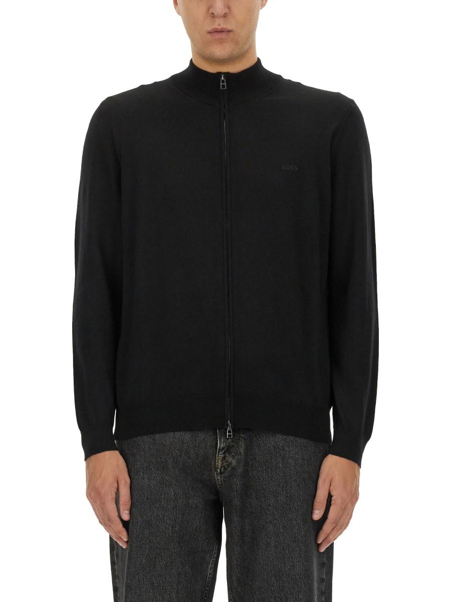 BOSS CARDIGAN "BALONSO" IN LANA CON ZIP Sconti questo mese