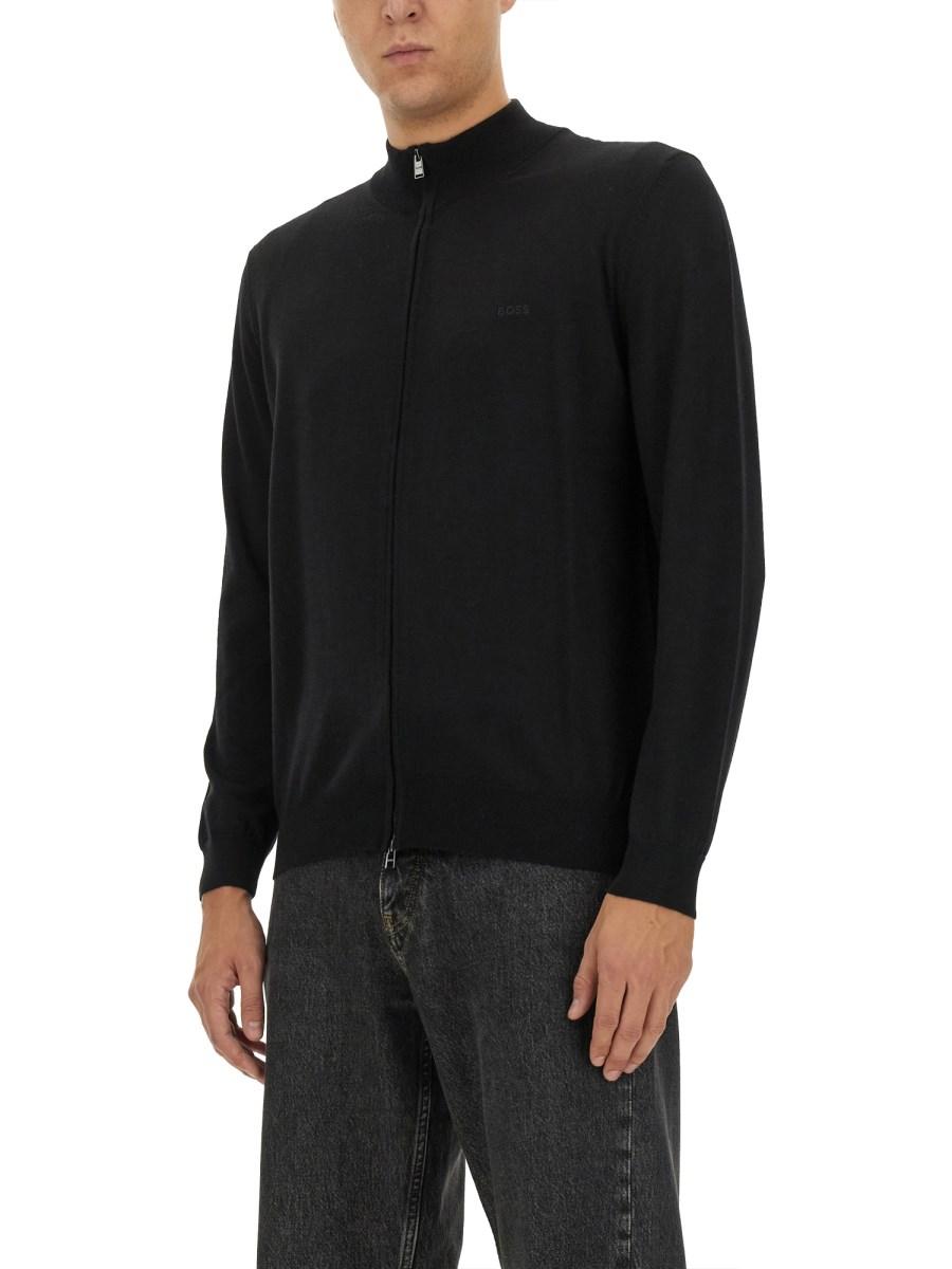 BOSS CARDIGAN "BALONSO" IN LANA CON ZIP Sconti questo mese