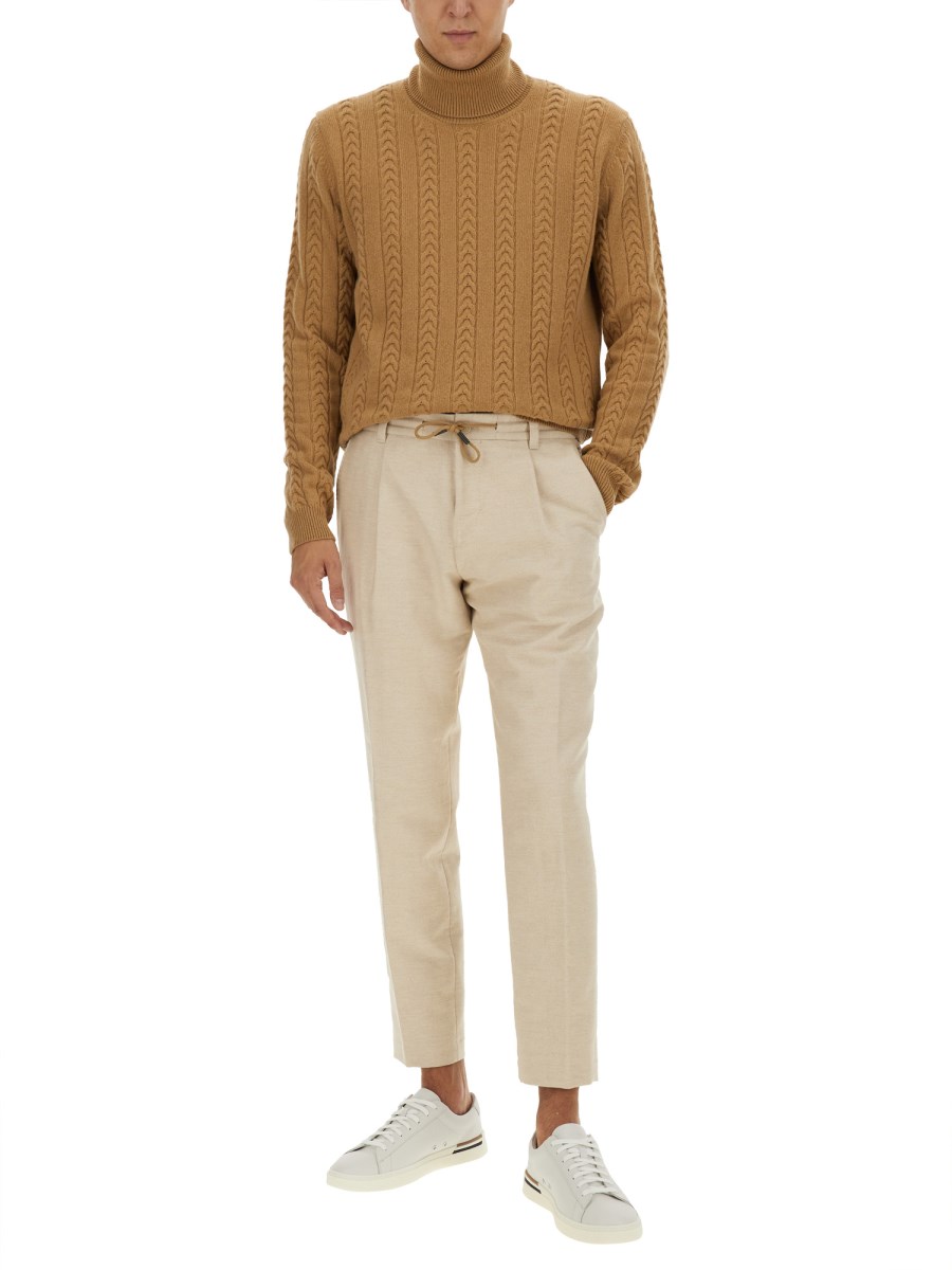 BOSS CAMEL PANTALONE IN COTONE Spedizione Gratuita