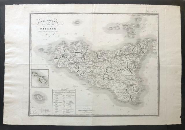 Abebooks Carta moderna dell'Isola di Sicilia e delle Isole minori circonvicine Ultimo giorno