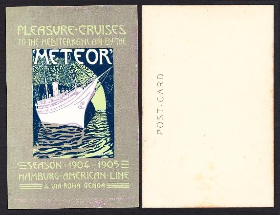 Abebooks PLEASURE ¿ CRUISES TO THE MEDITERRANEAN BY THE METEOR. SEASON 1904 ¿ 1905 HAMBURG ¿ AMERICAN LINE 4 Via Roma GENOA Sconto di tempo limitato