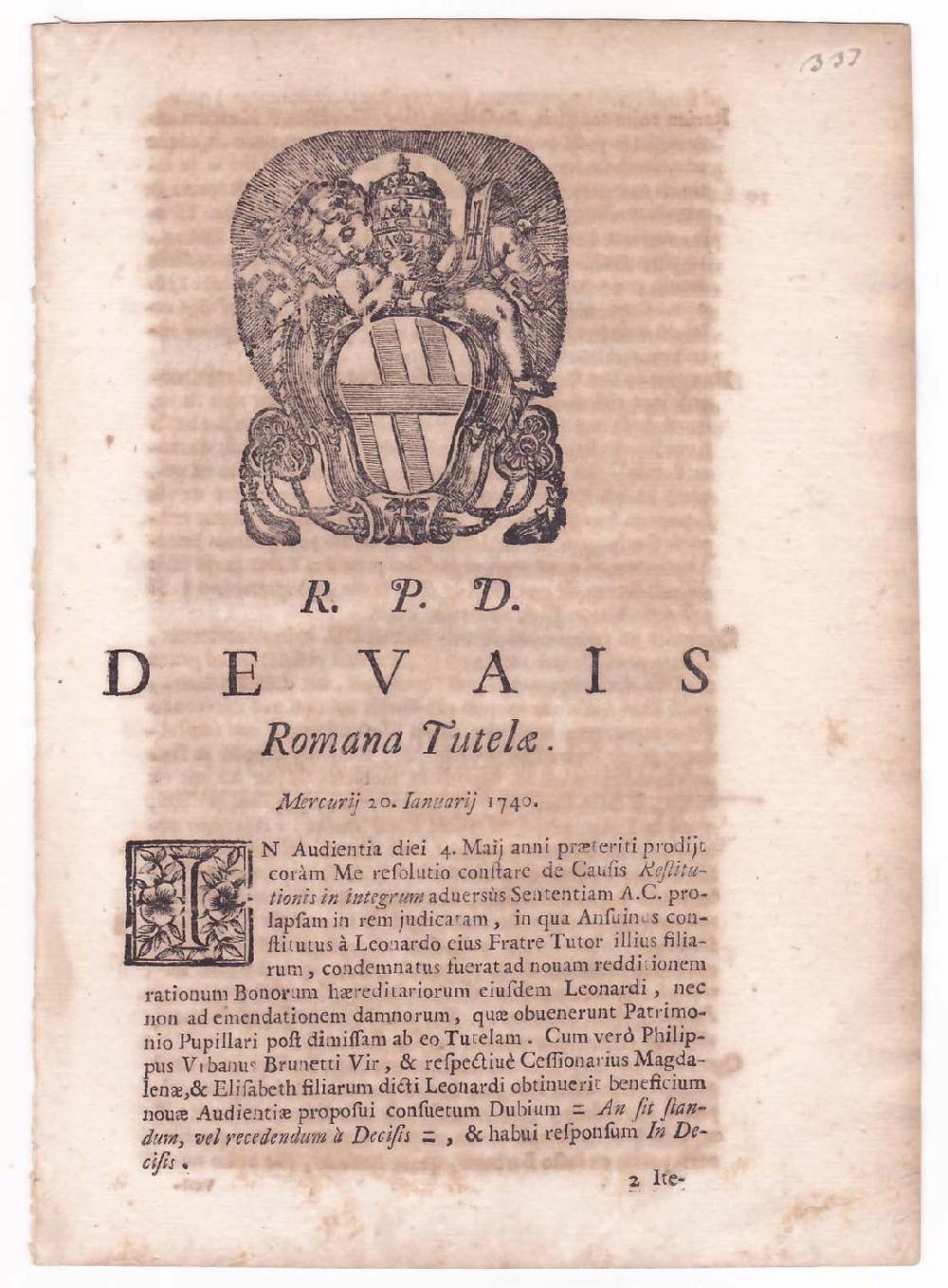 Abebooks R.P.D. Devais Romana Tutelae Italia